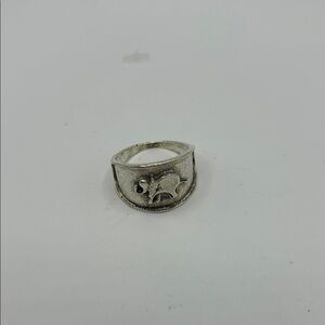 Silver Elephant Accent Band Ring - Women Jewelry